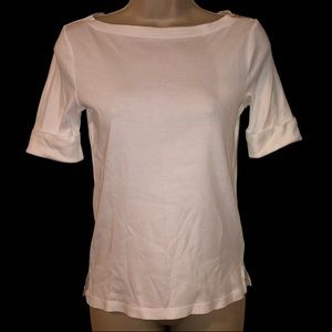 Ralph Lauren Zipper Shoulder White 1/2 Sleeves Blouse Top